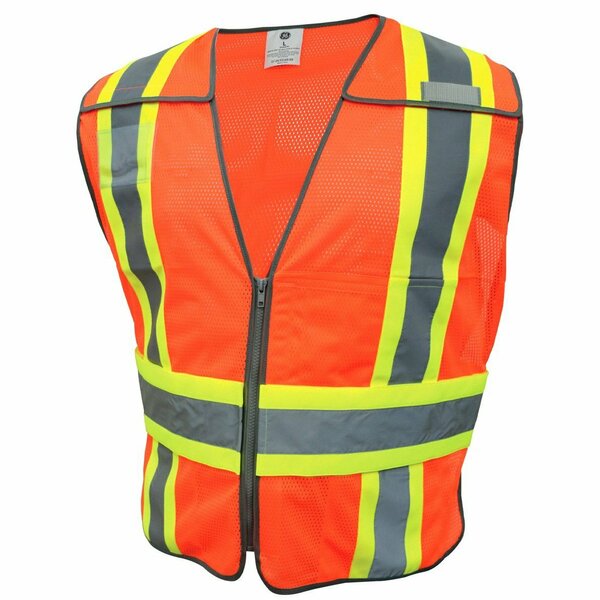Ge Orange 5 POINT Breakaway Safety Vest, 5 Pockets, L GV084OL